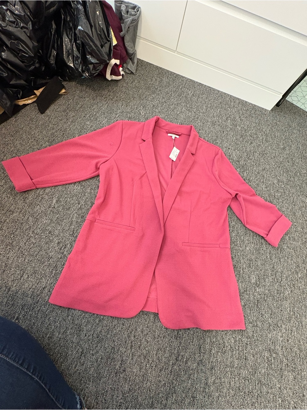 Maurices XXL Pink Blazer Jacket Womens NWT 3/4 Sleeve Open Front Career